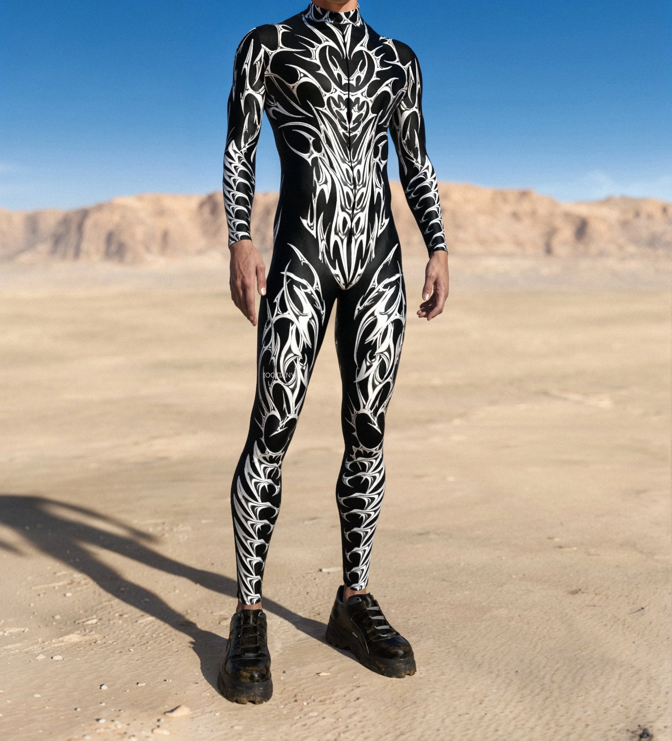 Adult Men Zipper Jumpsuit Machine 3D Print Catsuit Game Party Zentai Suit Rave Festival Robot Costumes Male Cosplay Bodysuit