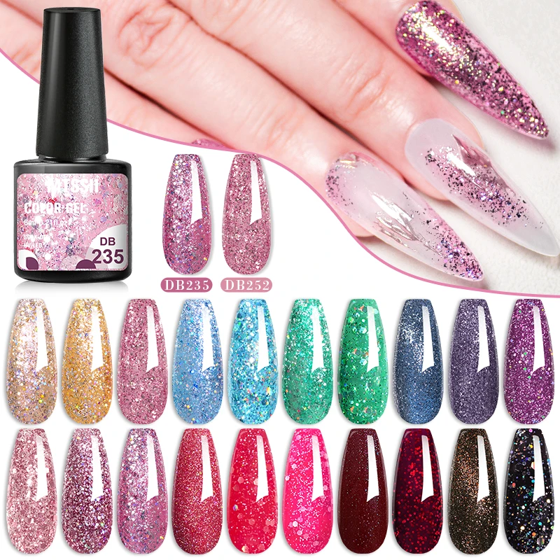 MTSSII 6 ミリリットルグリッタースパンコールジェルネイルポリッシュ春夏ピンクブルーグリッターソークオフ UV LED ネイルアート爪マニキュアジェル
