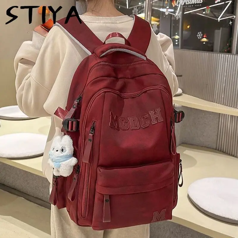 Teenager Large Capacity Backpack Solid Color Laptop Bag Versatile Minimalist School Bags Middle School University Bookbag ﻿