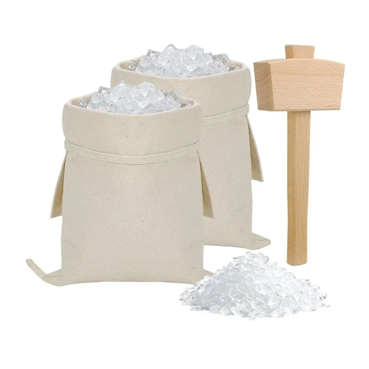 2026 New 2 Pack Enlarged Canvas Ice Crusher Bags with 1 Mallet -16.5