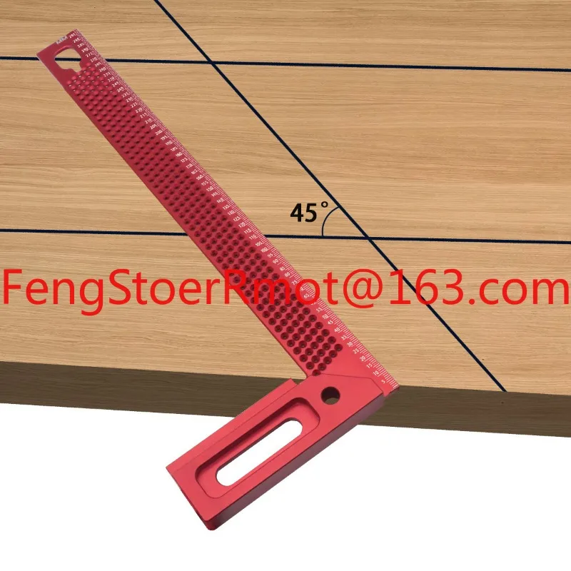 Woodworking scribing ruler 300MM hole ruler 45/90 degree woodworking turning ruler height measuring tool