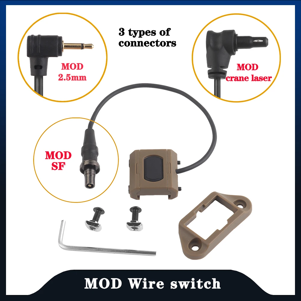 MOD In-Line Switch SF tactical flashlight hotkey pressure scout light combo laser scope weapon fit PEQ with crane PLUG connector