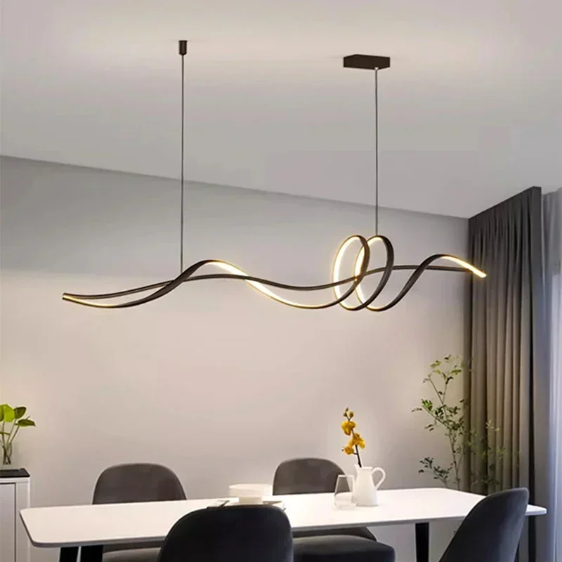 

Modern long Ring Led Pendant Lights Dimmable for living dining room kitchen island food tables chandeliers home decor luminaires