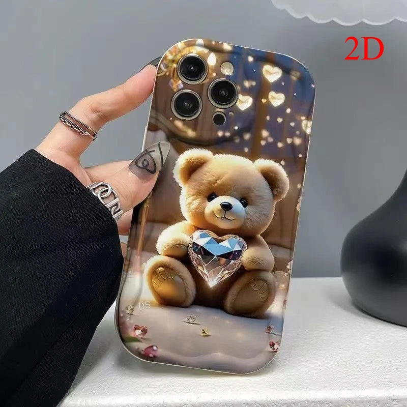 Cartoon Bear Heart 2D Pattern Phone Case For Samsung Galaxy S26 S25 S24 FE S22 S23 Ultra Plus A56 A55 A37 A36 A27 A26 A16 Cover view 4
