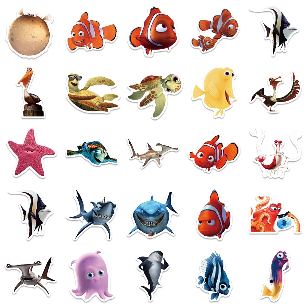 10/30/50pcs Cute Disney Cartoon Finding Nemo Anime Stickers Anime Decals DIY Laptop Phone Bicycle Kids Decoration Sticker Toys