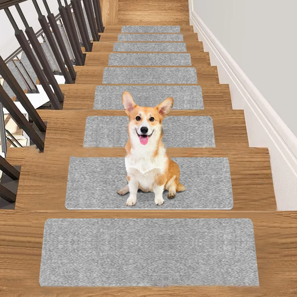 

Fashion 76X20cm Staircase Mat Self-adhesive Safety Door Mat Soft Stripe Non-Slip Stair Tread Carpet Mat Home Decor