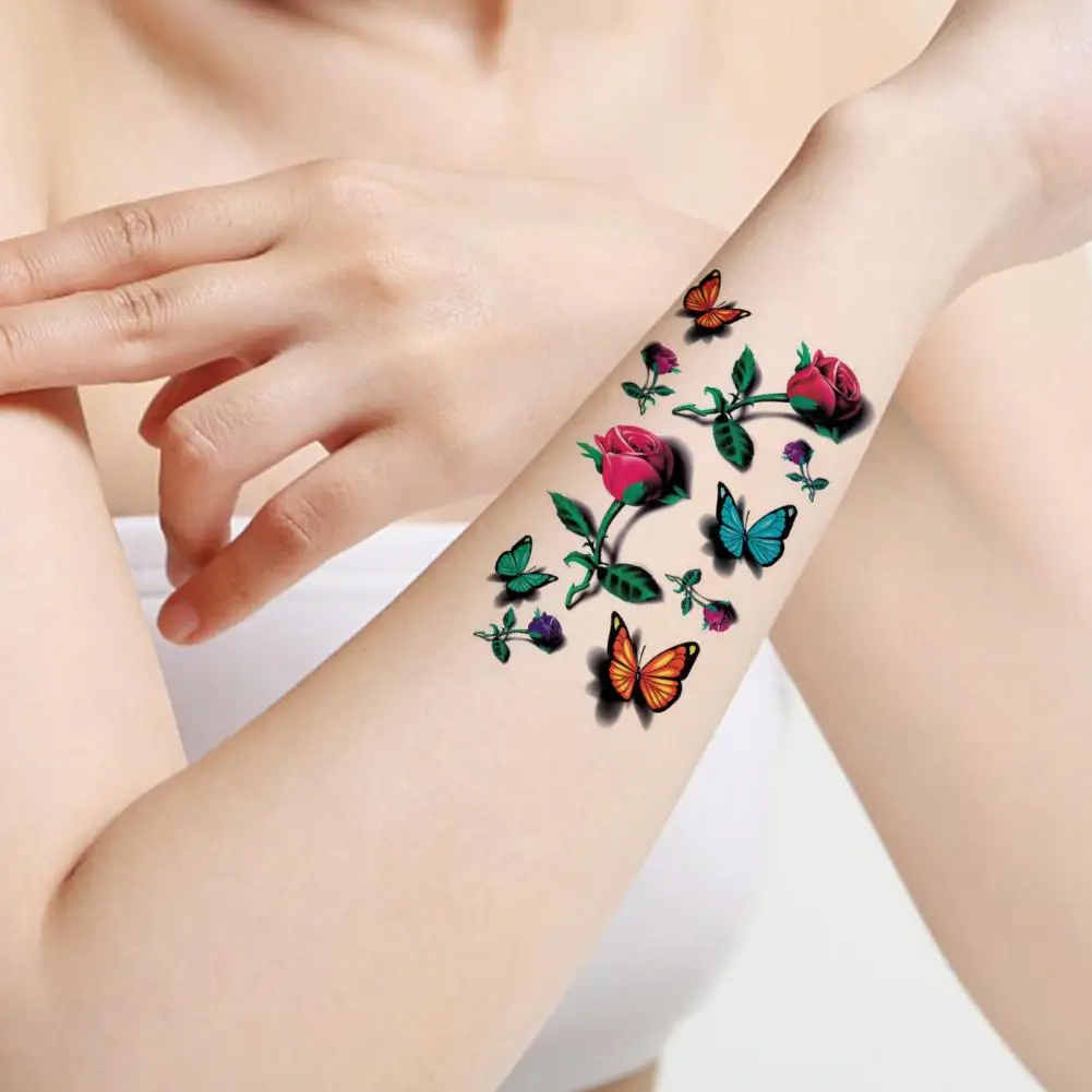 for Women Tattoo Sticker Tattoo Gift 3D Temporary Waterproof Temporary Tattoo Sticker Body Art Tattoos Butterfly Rose Flower