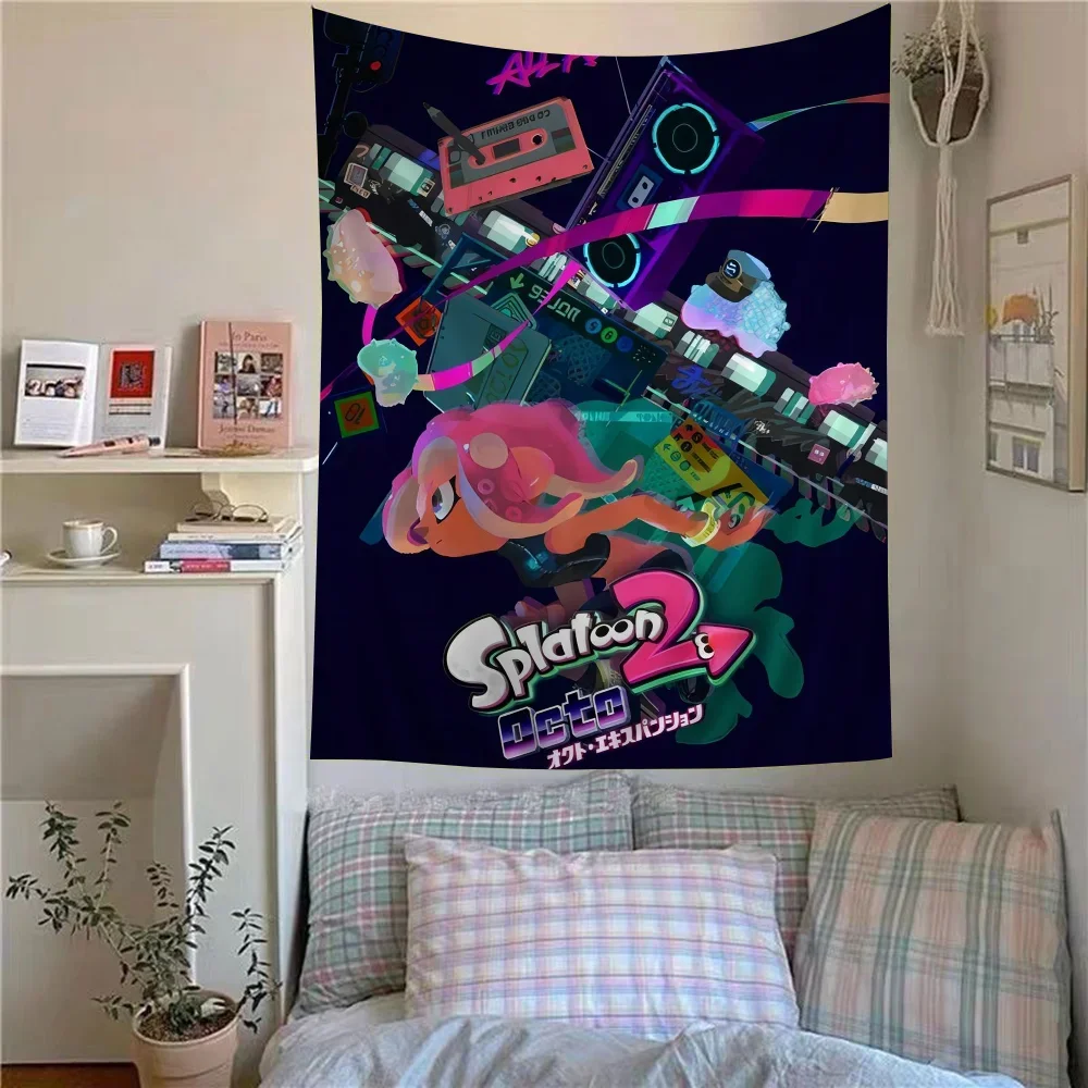 Game Splatoon 3 Printed Large Wall Tapestry Art Science Fiction Room Home Decor Decor Blanket