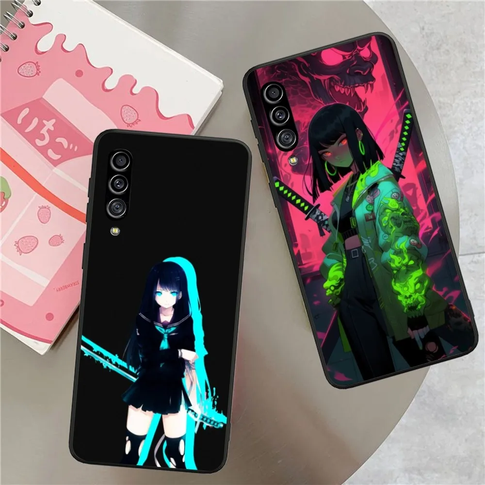 Weapon Sword Girl Mobile Cell Phone Case for Samsung Galaxy S24 S23 S22 S21 S10 S9 S8 Plus Ultra Black Soft Phone Cover Funda