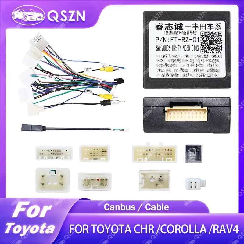 

Canbus Box FT-RZ-01 для Toyota Corolla/Camry/CHR/RAV4/LAND CRUISER с жгутом проводов, кабель питания, автомобильный радиоприемник на базе Android