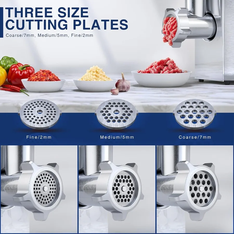 Электрическая мясорубка и колбас с 3 насадками для колбас из нержавеющей стали, 2 режущими лезвиями, 3 пластины для измельчения Sausa