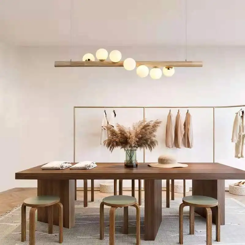 Cross-border exclusive supply of Nordic logs, simple magic bean chandelier, dining room, living room, kitchen, solid