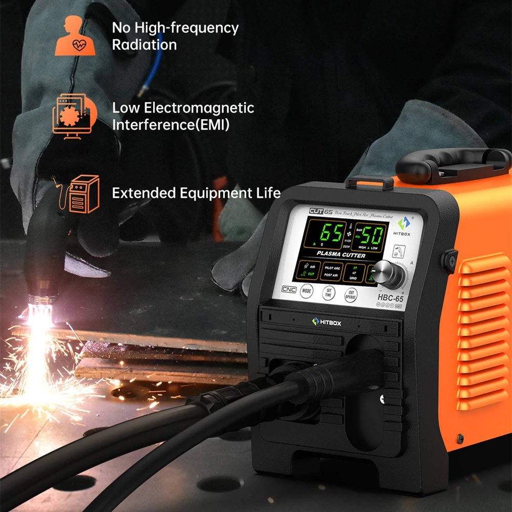 هيتبوكس HBC65 البلازما القاطع غير HF الطيار قوس LED شاشة ديجيتال قطع 1-25 مللي متر الفولاذ المقاوم للصدأ 65A قطع البلازما غير اللمس 2T/4T