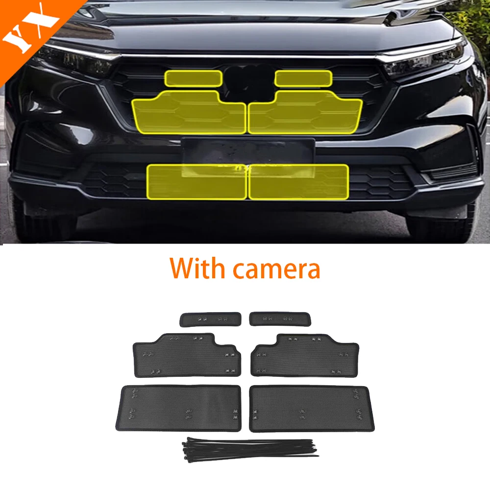 Dust-Proof Net Decor Cover And Stainless Garnish Trim Car Front Grille Anti-insect Net For Honda CRV CR-V 2023-2024 Accessories