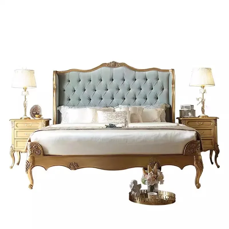 

Retro old carved princess big bed European high PC and console game lying marriage bed 1.5 meters