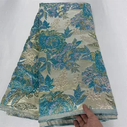 African Jacquard Brocade Luxury Fabric For Women Nigerian Floral Damask Cloth Gilding Lace Material Brocard Tissu 5Yard WB10