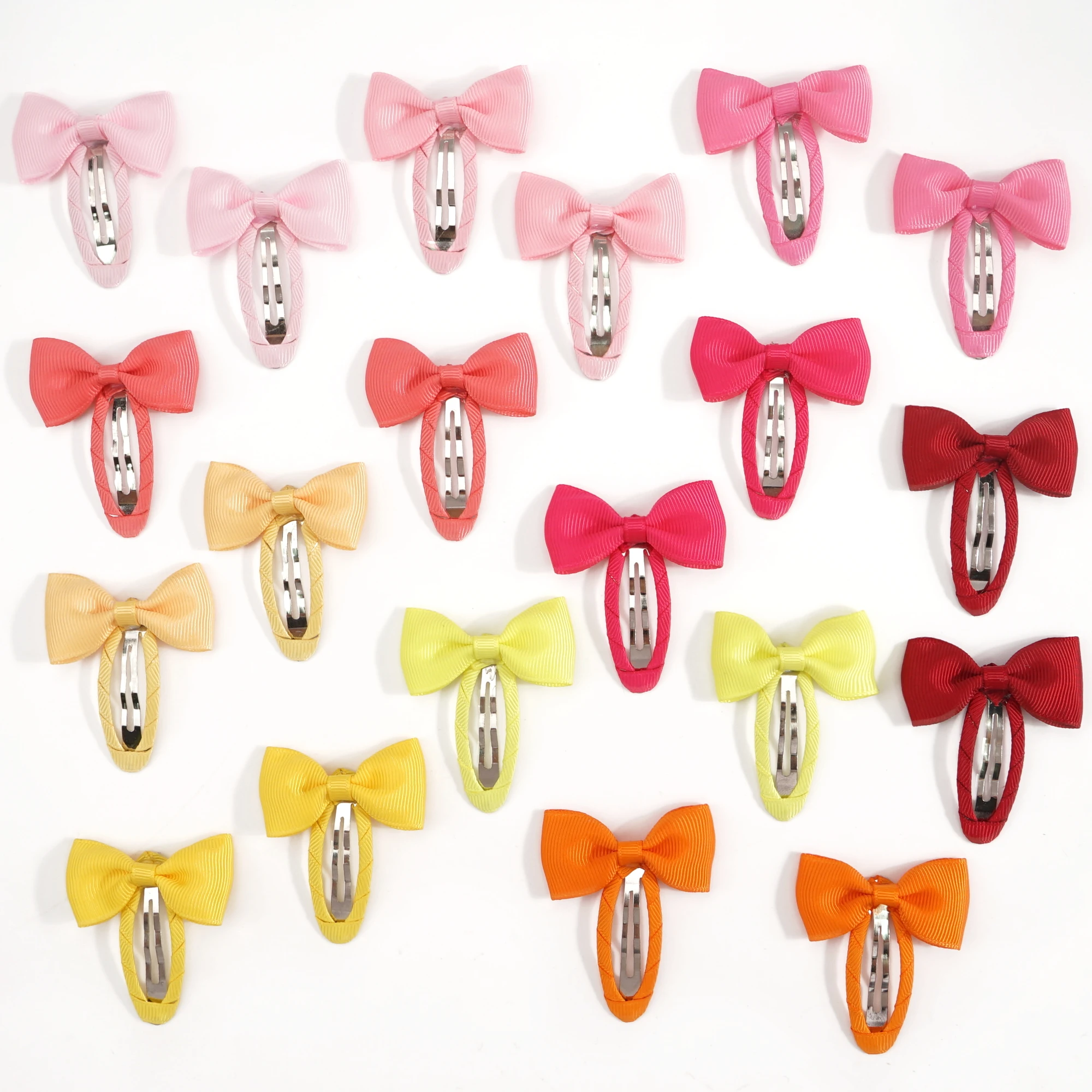 20pcs Snap Hair Clips with Bows Boutique Grosgrain Ribbon 2 Inch Hair Bows No Slip Hair Barrettes for Infant Toddlers Baby Girls