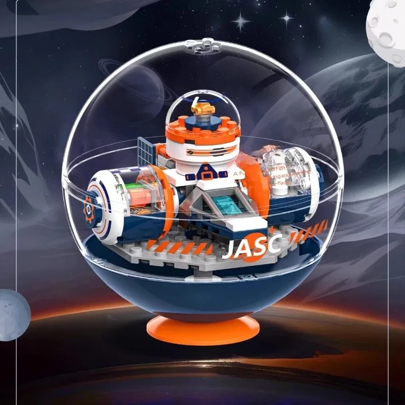Sembo empilhamento bola espaço avião blocos de construção crianças montado telescópio desktop ornamento modelo brinquedo na moda presente aniversário
