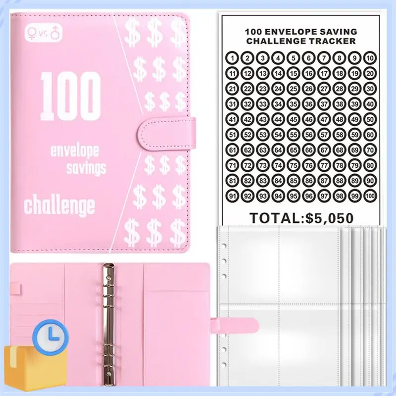 

Popular 100 Envelope Challenge Binder, A5 Savings Binder With Cash Envelopes,Budget Binder For Planning And Saving Pink Durable