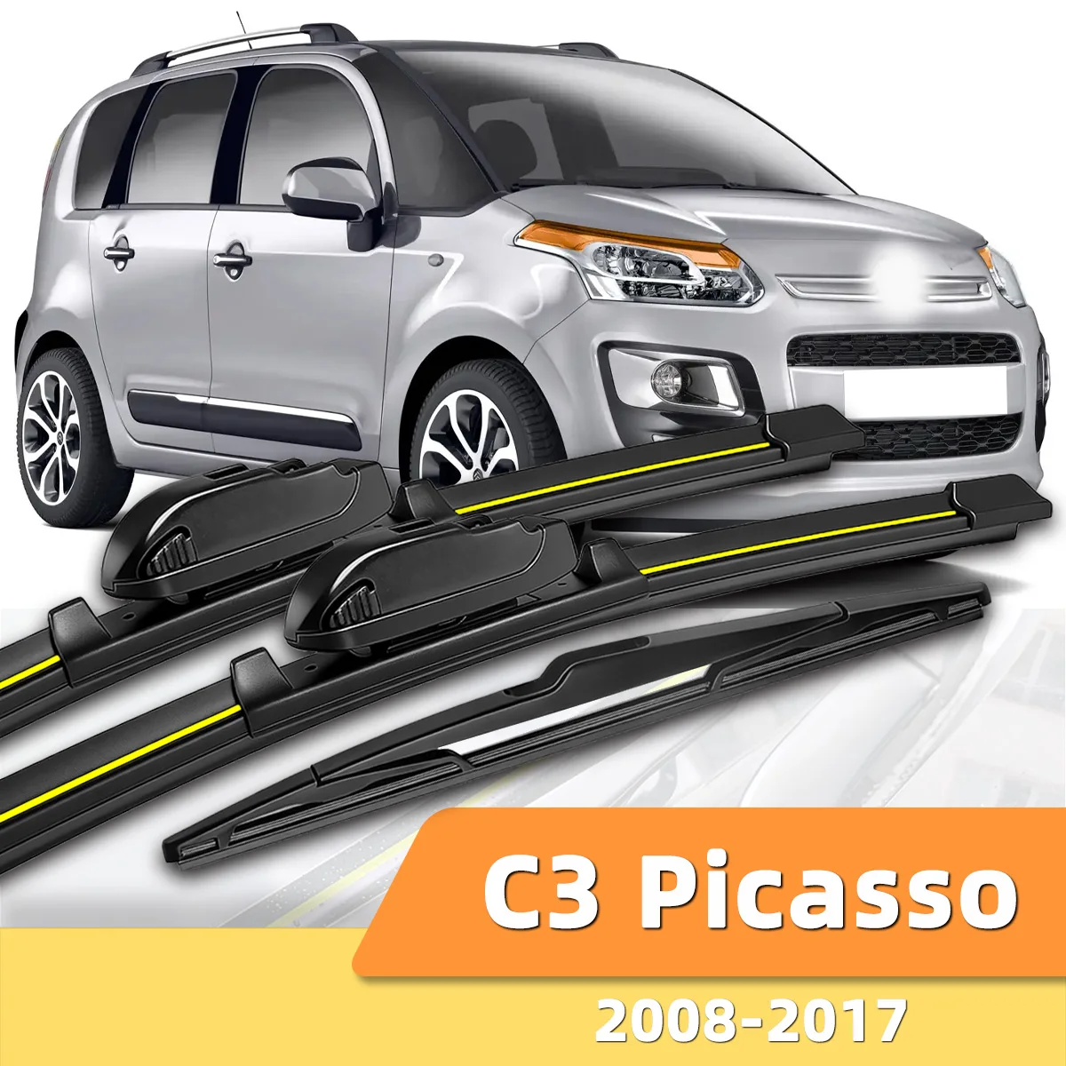 

3PCS Front And Rear Windshield Wipers Suitable For Citroen C3 Picasso 2008-2017 Automotive Windshield Accessories 2000 2012 2015