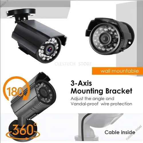 Imagen 2 del producto Cámara CCTV Coaxial de visión nocturna infrarroja HD 1920*1080P 2MP AHD impermeable al aire libre IP66 Mini con soporte monitoreo de seguridad