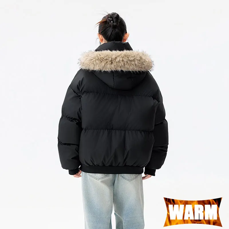 Winter Couple Jacket Windproof Warm Breathable Hooded Solid Color Casual Jacket Outdoor Casual Sports Running Hiking Warm Jacket