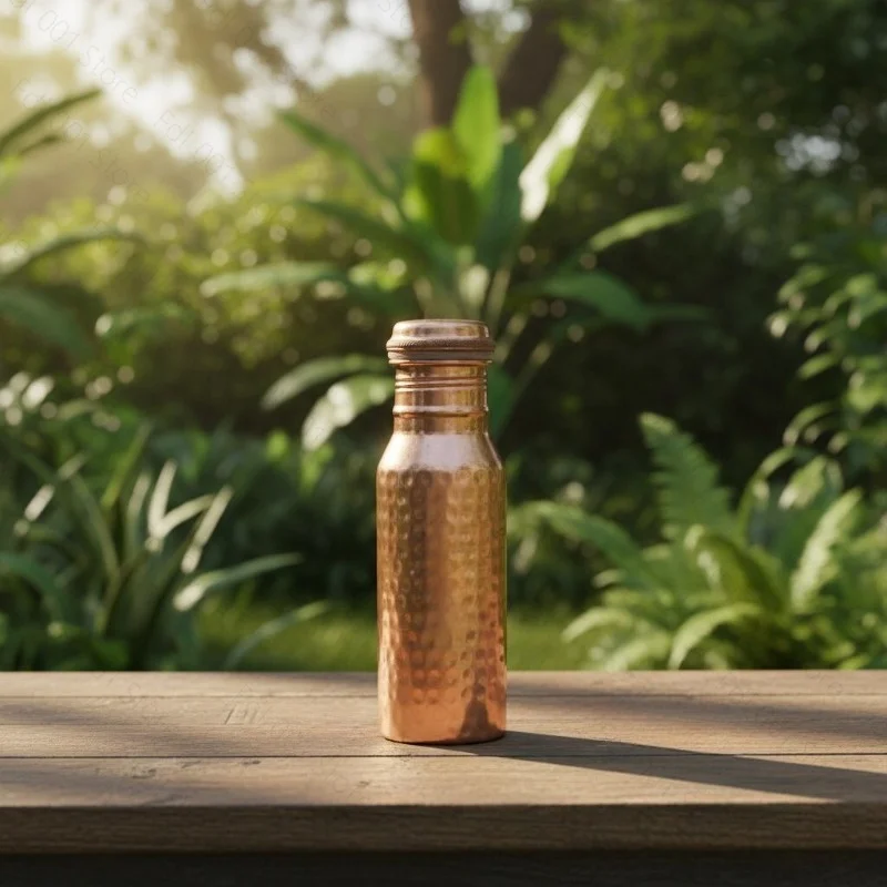 Handmade Pure Copper Water Bottle, Leakproof Copper Drinking Vessel, Large Capacity Outdoor Sports Yoga Cold Water Cup