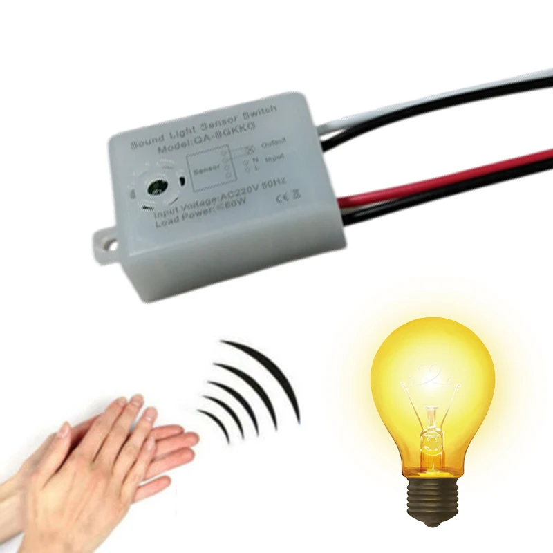 Sensor de som interruptor módulo detector 220v som sensor voz inteligente automático ligar/desligar interruptor luz sensor estável para casa inteligente