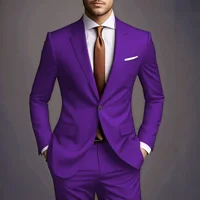 2026 New Luxury Elegant Men's Suits 2 Piece Set Fashion Korean Casual Slim Fit Social Groom Wedding Tuxedo 2
