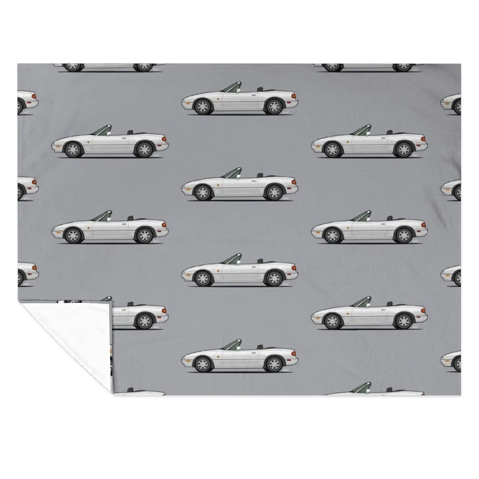 

NA MX-5 / Eunos / Miata single drawing WHITE Throw Blanket Bed linens Vintage Tourist Thermal Blankets