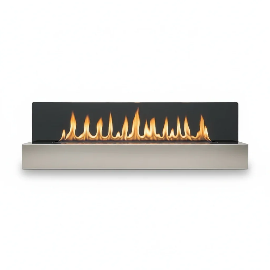 Ethanol Fireplace, 500mm Linear Stainless Steel Insert Bioethanol Fireplace with Remote Control, Ventless Smokeless Heater
