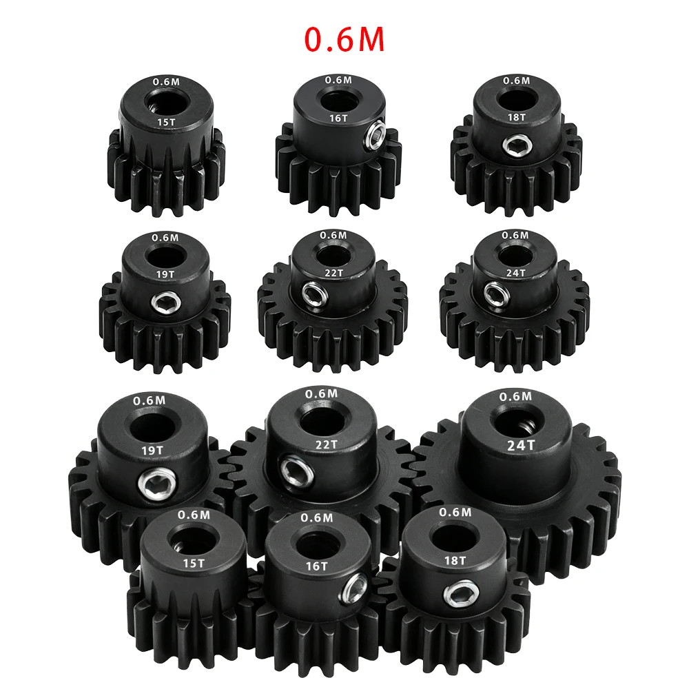1PC M0.6 48P Hardened Steel Pinion Gear 3.175mm Shaft Hole Motor Gear 15T 16T 18T 19T 22T 24T for 1/10 RC Car Upgrade Parts