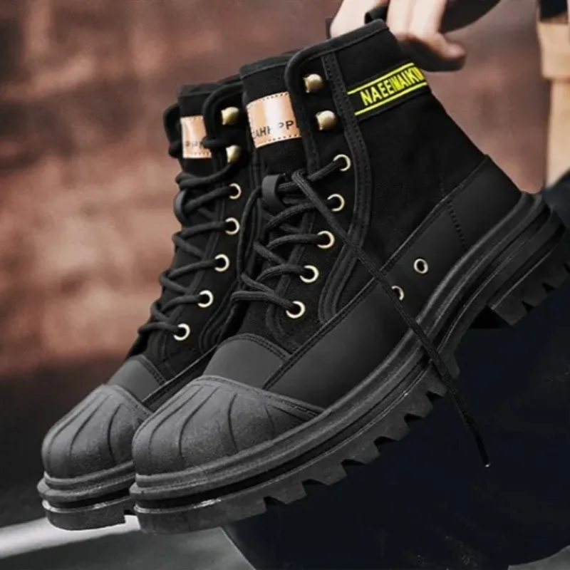 Quality Climbing Canvas Shoes Men's British Style Boots Men's Anti Slip Wear-resistant Casual Sports Work Boots Motorcycle Boots