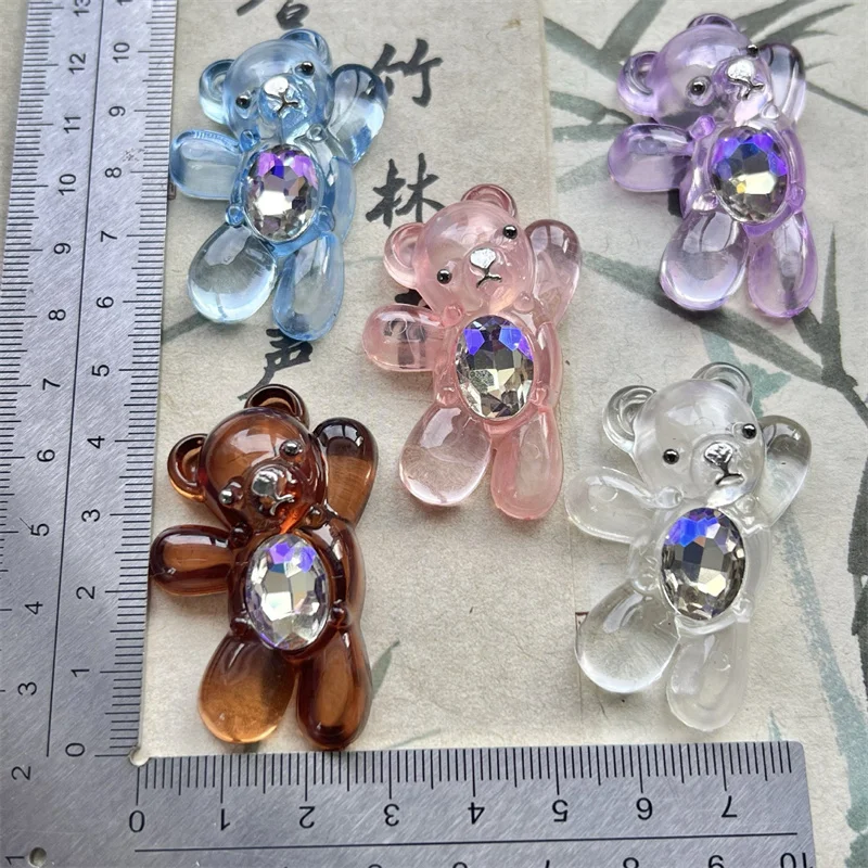 2026 Summer style 30pcs/lot color Transparent animals cartoon bears shape resin cabochon bead diy jewelry garment hair accessory
