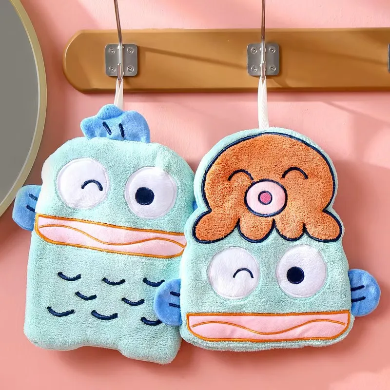 

Sanrio Kawaii Anime Hangyodon Hand Towel Girl Heart Cartoon Cute Handkerchief Can Hang Thickened Towel Absorbent Toy for Kids