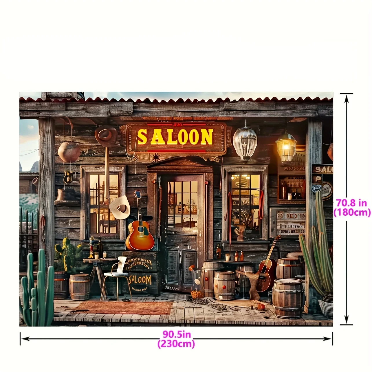Western Bar Polyester Background for Photography - Versatile retro Cowboy Ranch themed studio background for general use