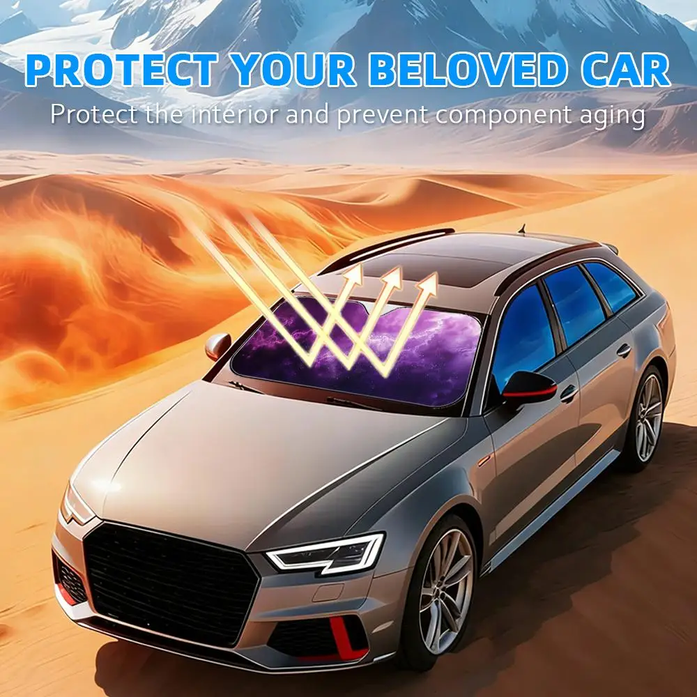 Cool Purple Galaxy Sun Visor Reusable Aluminum Foil Car Sunshade UV Protection Heat Insulation Windshield Cover