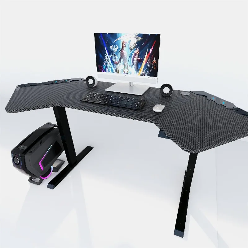 Lifting table, modern design U-shaped wraparound large desktop electric lifting table with light and memory button e-sports