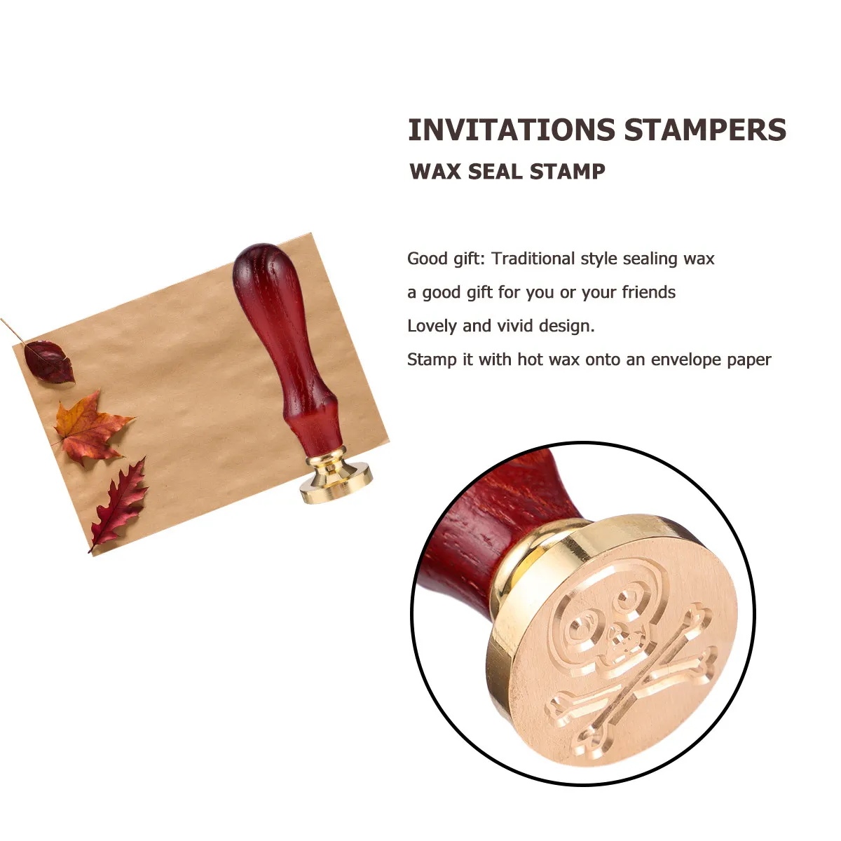 Wax Seal Stamp Halloween Skull Design Fire Paint Seal Wax for Personalized Letters Envelopes Invitations Packaging DIY Craft