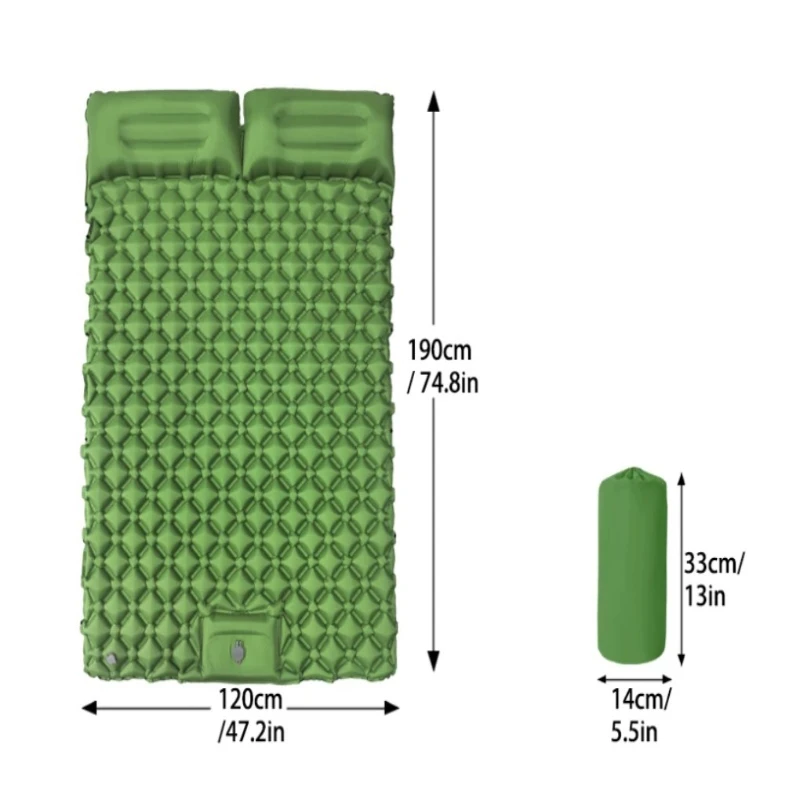 

Outdoor Camping Inflatable Mattress Sleeping Pad With Pillows Ultralight Air Mat Built In Inflator Pump Hiking