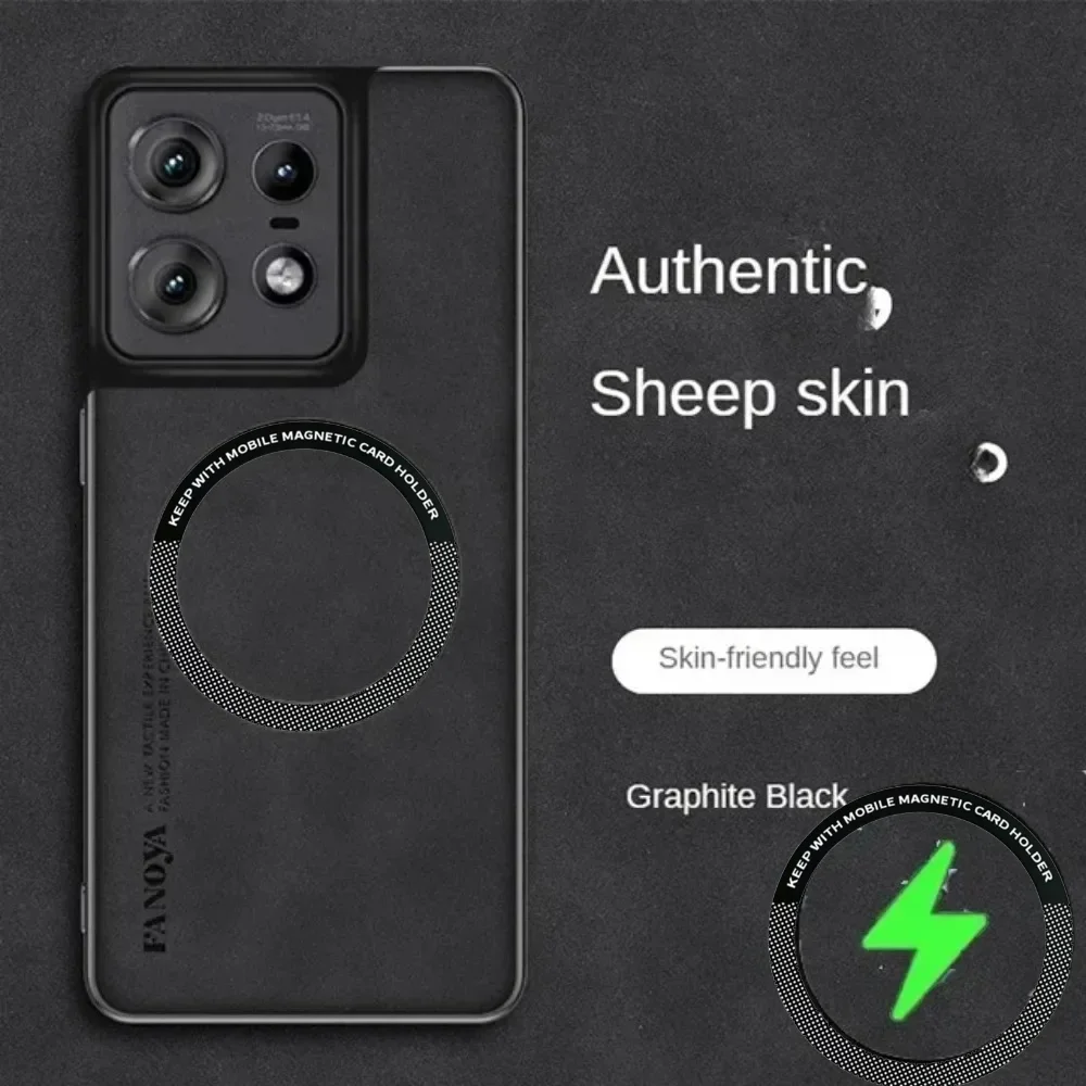 Luxury Sheepskin Leather Case for Motorola Moto Edge 50 Pro Ultrra Fuslon X50 5G Cover for Magsafe Magnetic Matte TPU Phone Case