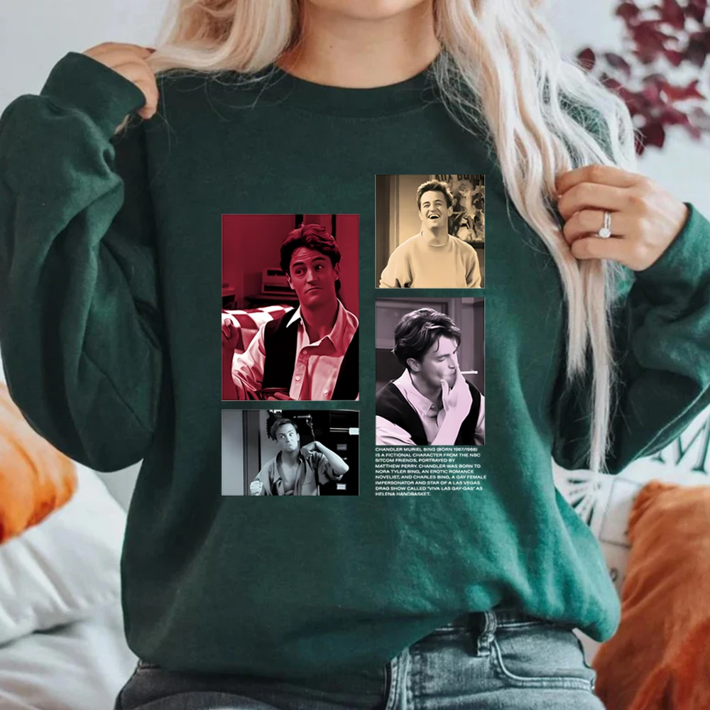 Vrienden TV Show Sweatshirt Chandler Bing Rip Shirts Honoring Matthew Perry Grafische trui Retro jaren '90 Trendy Crewneck Sweatshirts