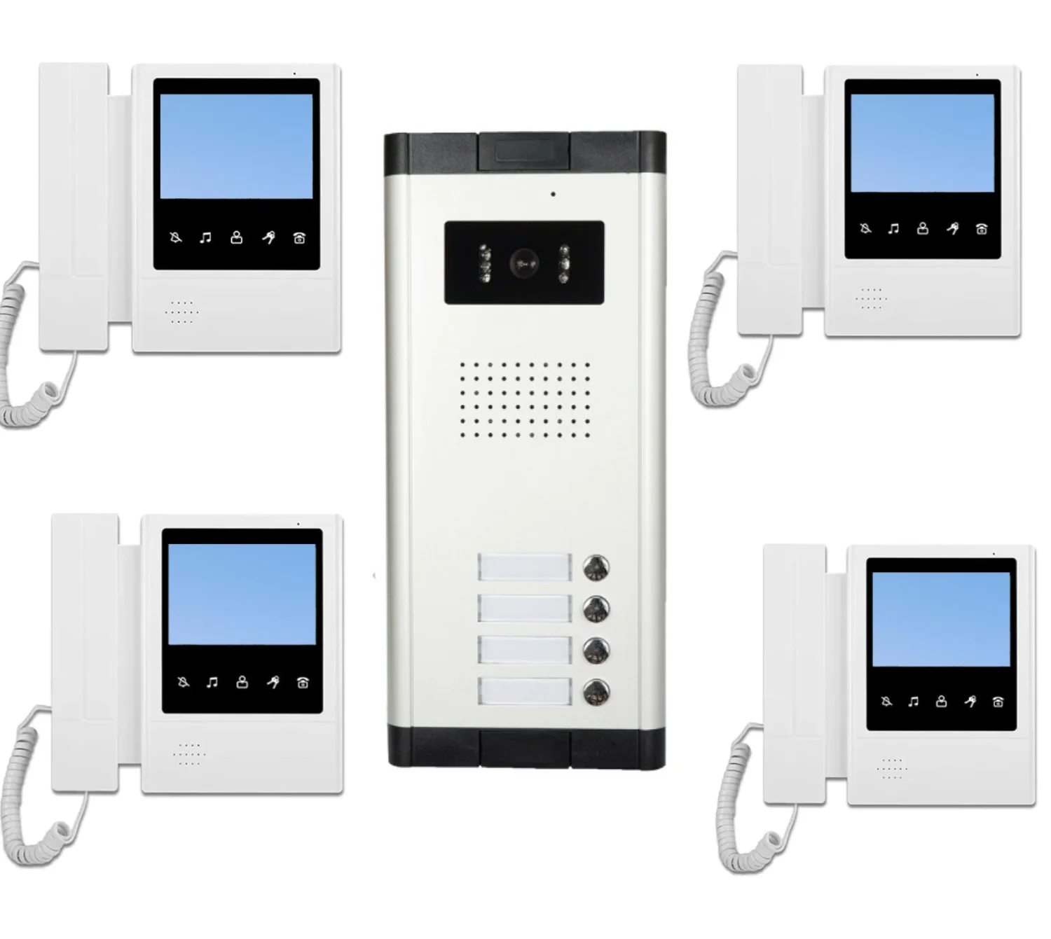 4.3 Inch Video Door Bell Intercom System with Doorbell Camera 2-12 Family Multi Units Apartment Video Door Phone Intercom
