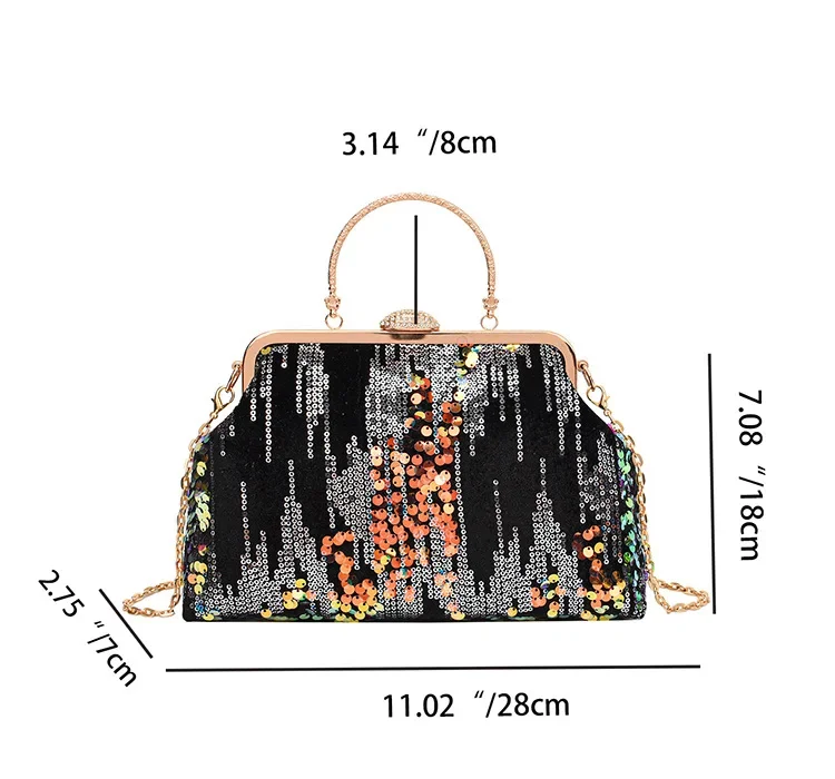New Trend Fashion Evening Bags for Women Luxury Glitter Shell Bag Designer Female Handbags with Chain Trend Women's Shoulder Bag