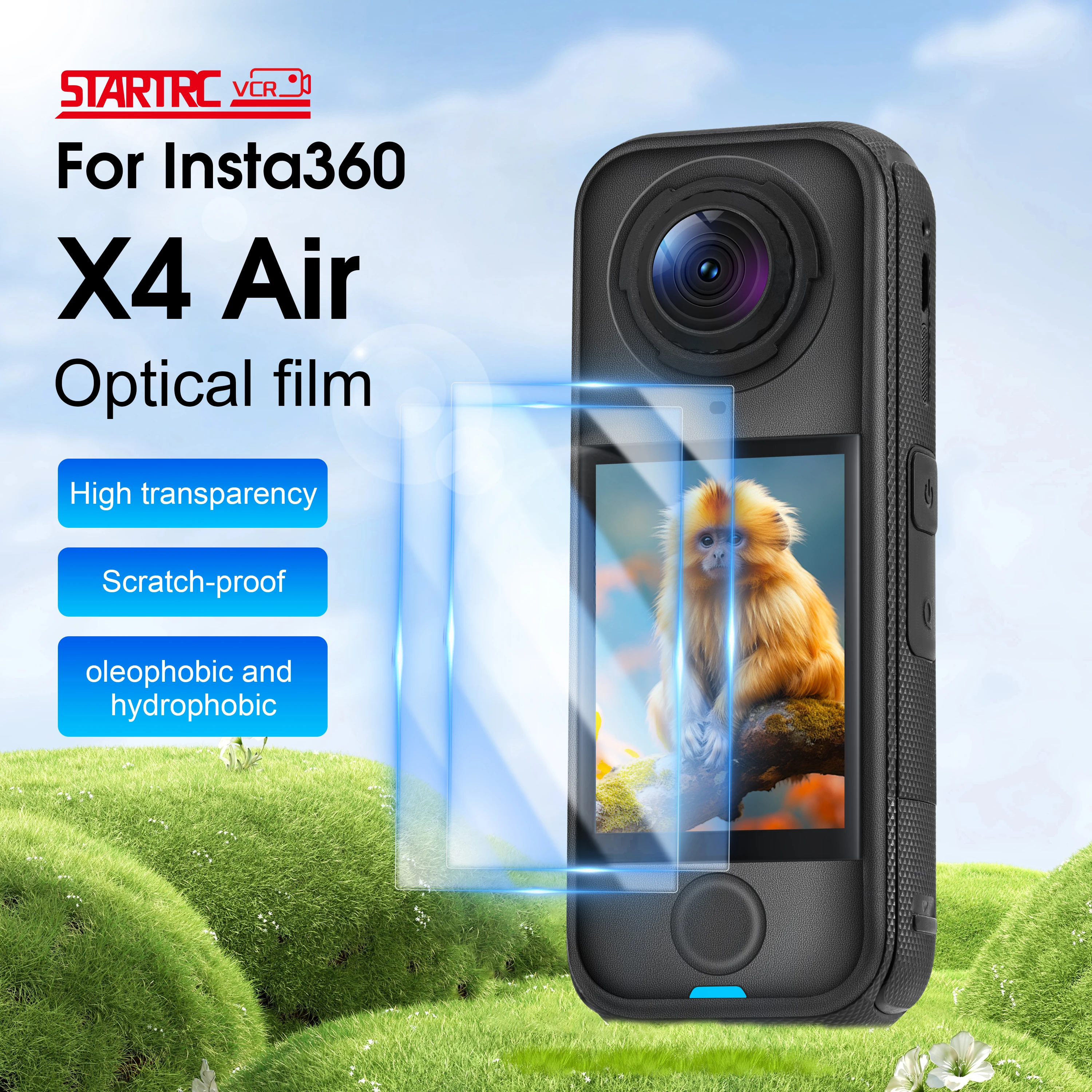 STARTRC Schutzfolie für Insta360 X4 Action-Kamera HD Hochtransparentes gehärtetes, kratzfestes Bildschirmzubehör