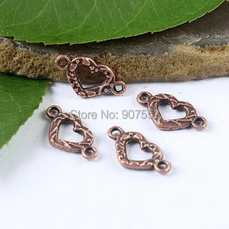 

50pcs 16*9mm Copper Tone Heart Technics Connectors H1930 Jewelry Making Supplies