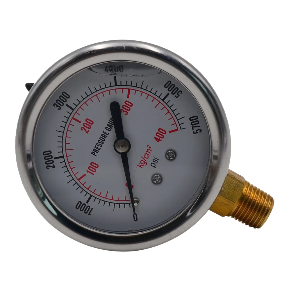 Oil Pressure Gauge 0-5000PSI Hydraulic Pressure Gauge Measuring Tool US Standard Thread Automobile Accessories