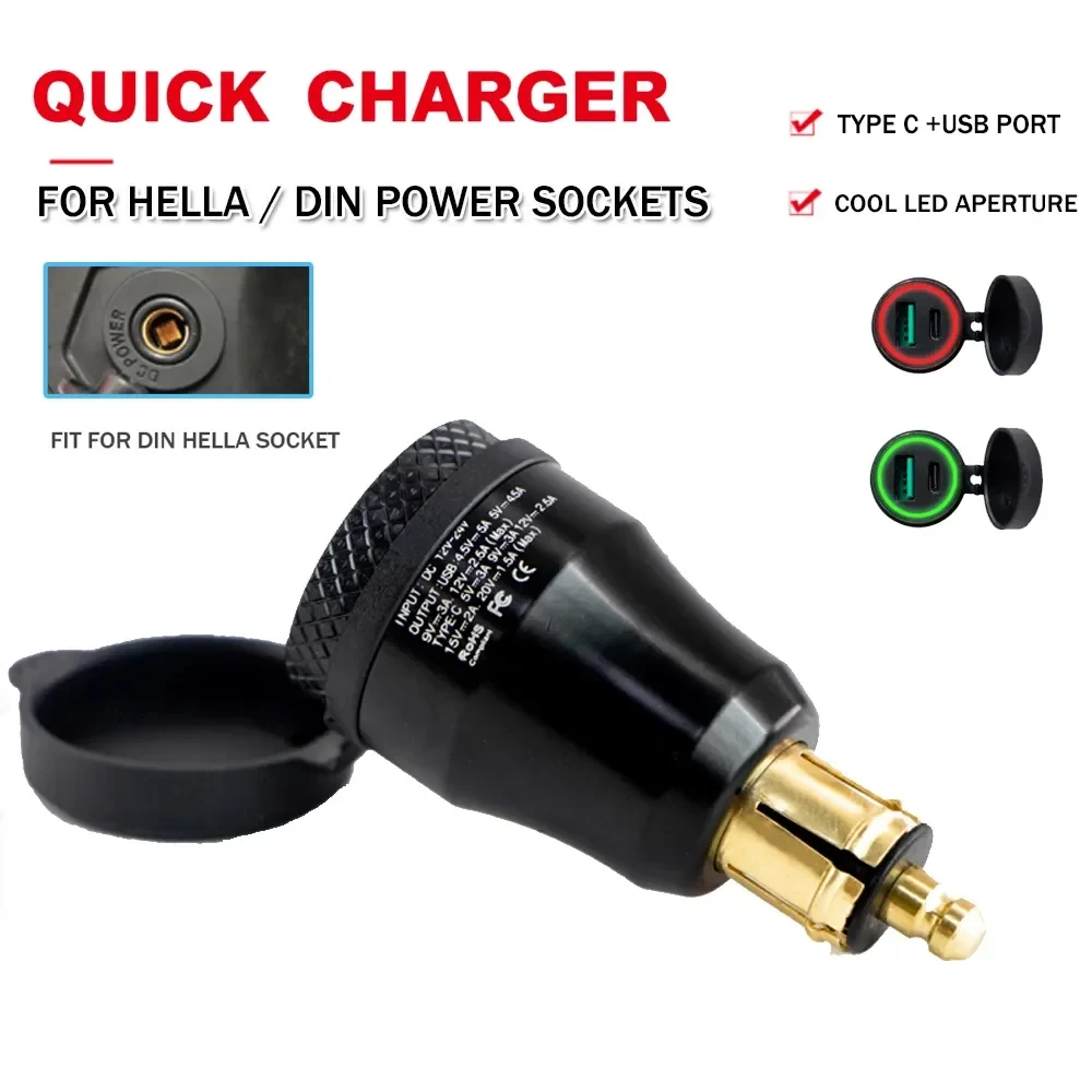 For BMW R1250GS R1200GS R1200RT F850GS For Tiger 900 F750GS G310GS Motorcycle Quick Charge USB Power Adapter DIN Socket Charger