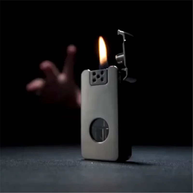 Creative Intelligent Voice-controlled Ignition LED Windproof Lighter Blue Light Transparent Fuel Tank Large Capacity