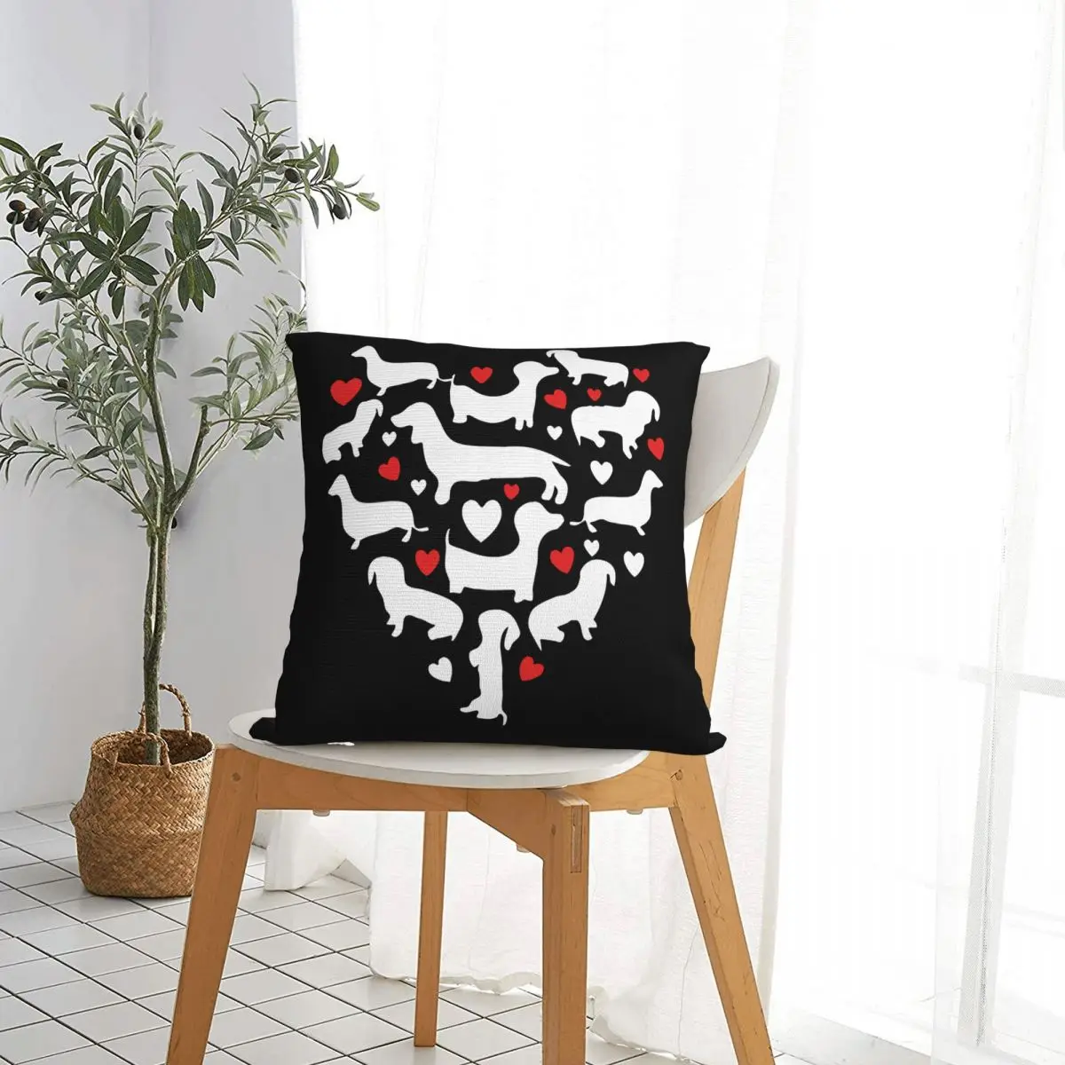 Dachshund Dog Love Square Pillow Covers Home Wiener Sausage Doxie Cushion Cover Cute Home Decoration Pillowcase 45*45